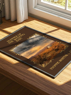 Summer of the Weeping Rain Classic Book Art Print by Yvonne Whittal – print on a sunlit desk