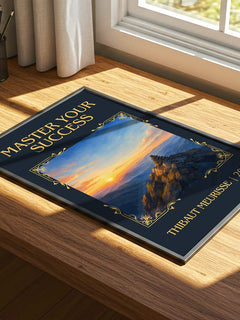 Master Your Success Classic Book Art Print by Thibaut Meurisse – print on a sunlit desk