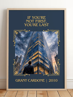 If you're not first, you're last Classic Book Art Print by G. Cardone – framed print leaning on a wooden floor