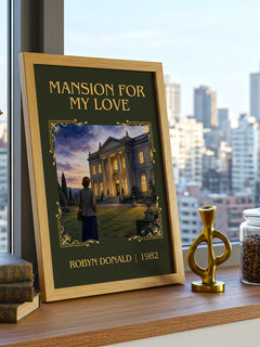 Mansion for My Love Classic Book Art Print by Robyn Donald – framed print on a city-view windowsill