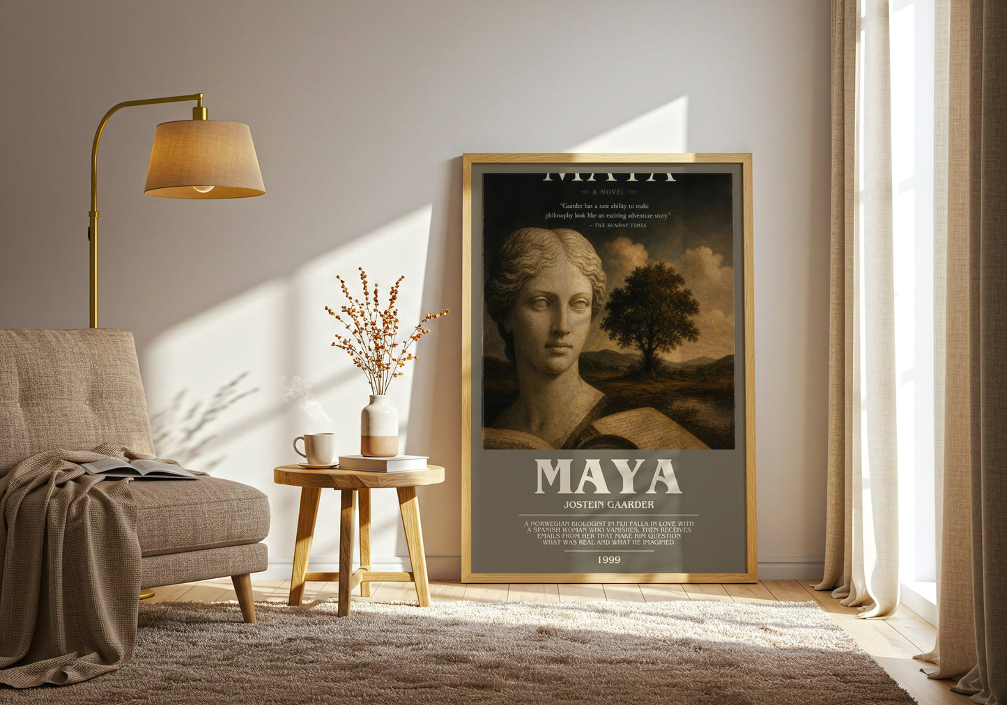Maya bookish print on bookshelf – Jostein Gaarder fan gift