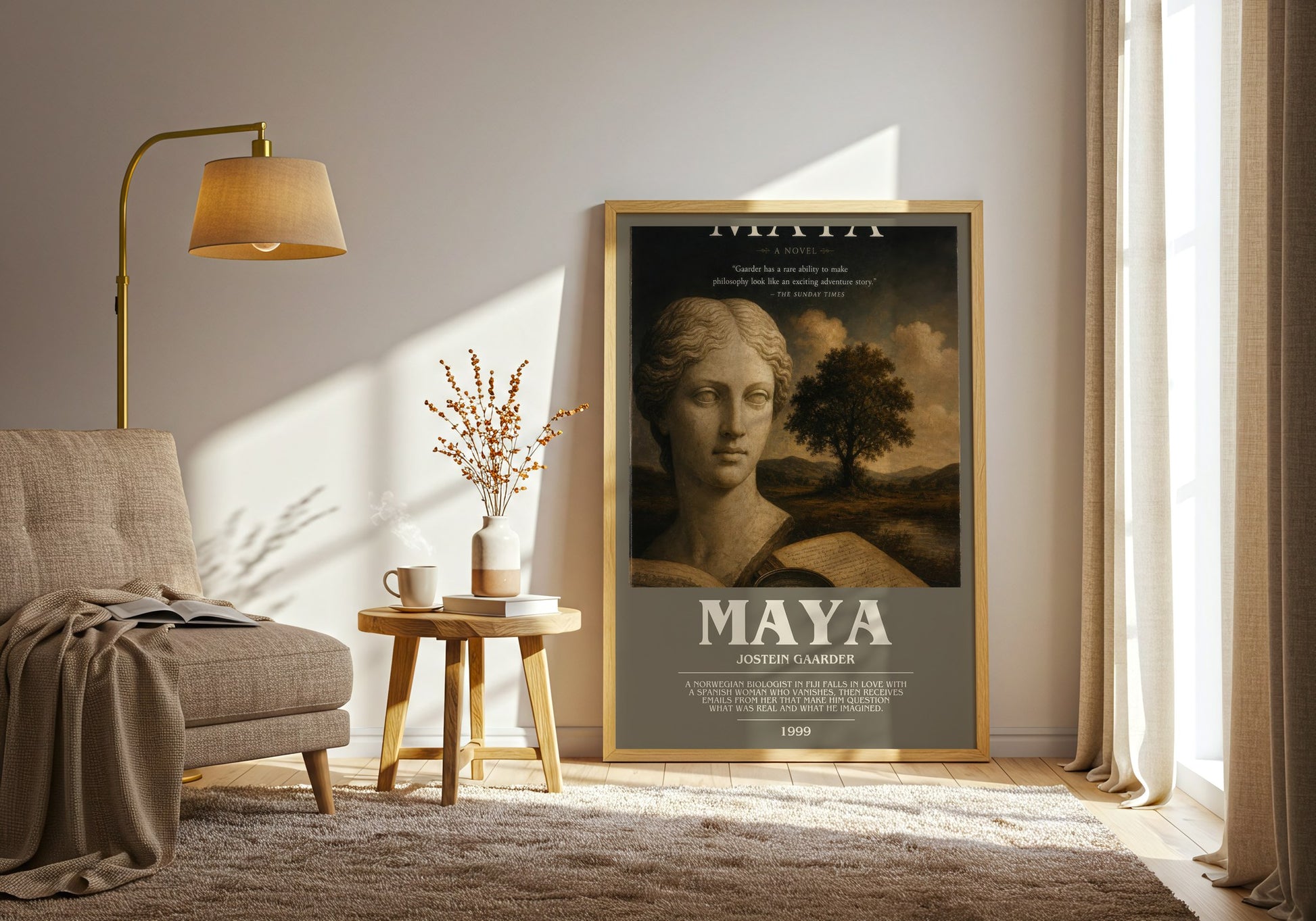 Maya bookish print on bookshelf – Jostein Gaarder fan gift