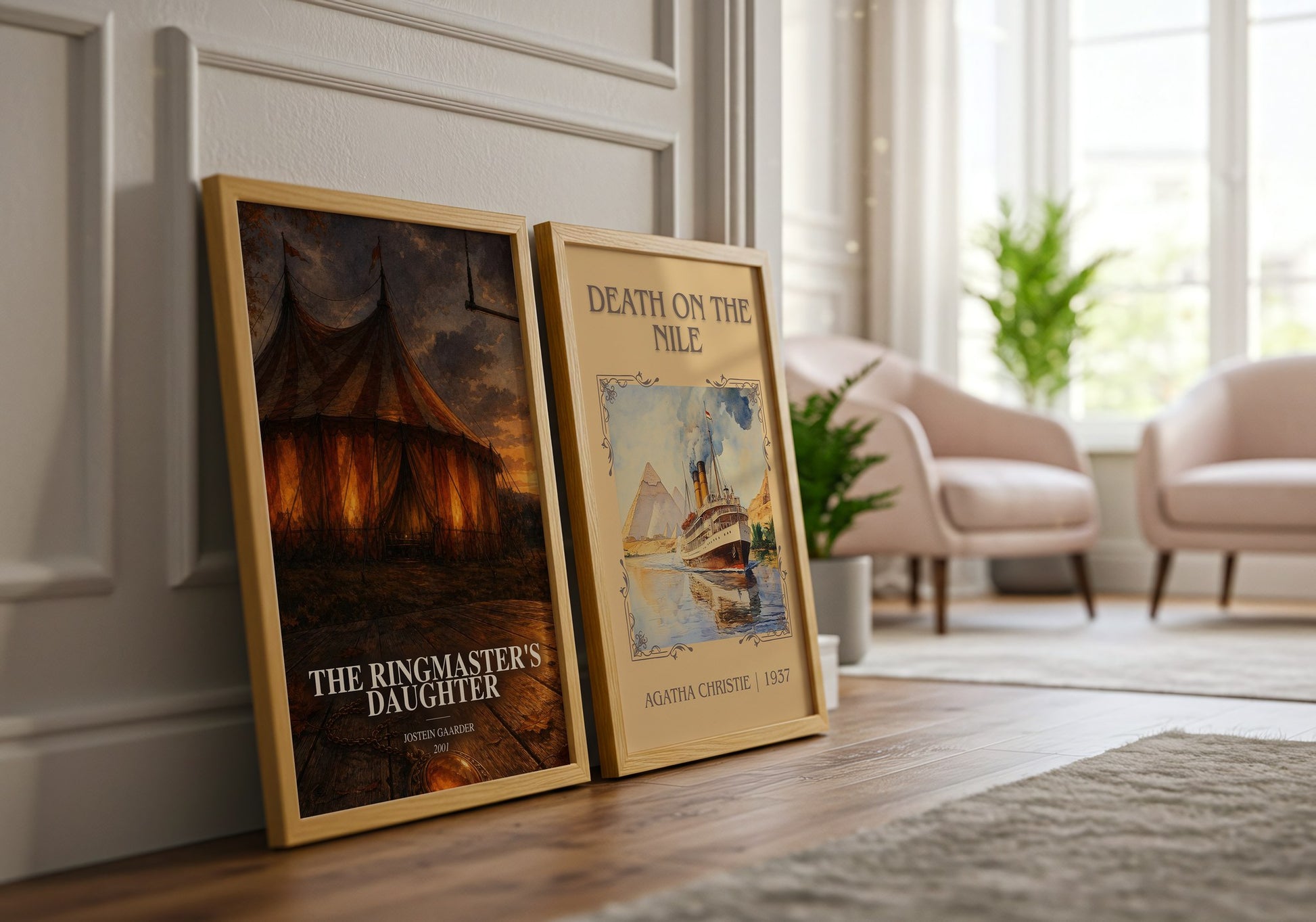 The Ringmaster'S Daughter watercolour print framed by window – literary home decor