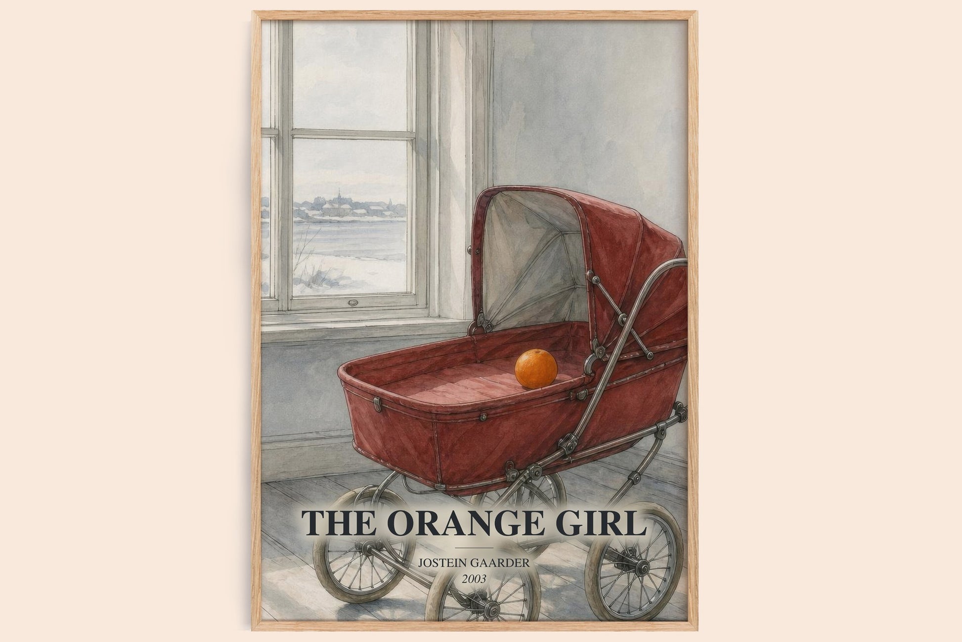 The Orange Girl watercolour book poster by Jostein Gaarder – framed literary art print