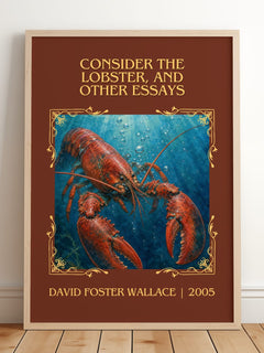 Consider the lobster, and other essays Classic Book Art Print – framed print leaning on a wooden floor
