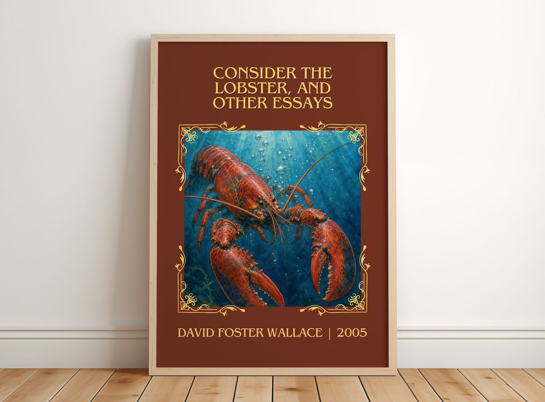 Consider the lobster, and other essays Classic Book Art Print – framed print leaning on a wooden floor