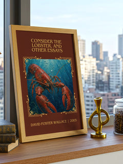 Consider the lobster, and other essays Classic Book Art Print – framed print on a city-view windowsill