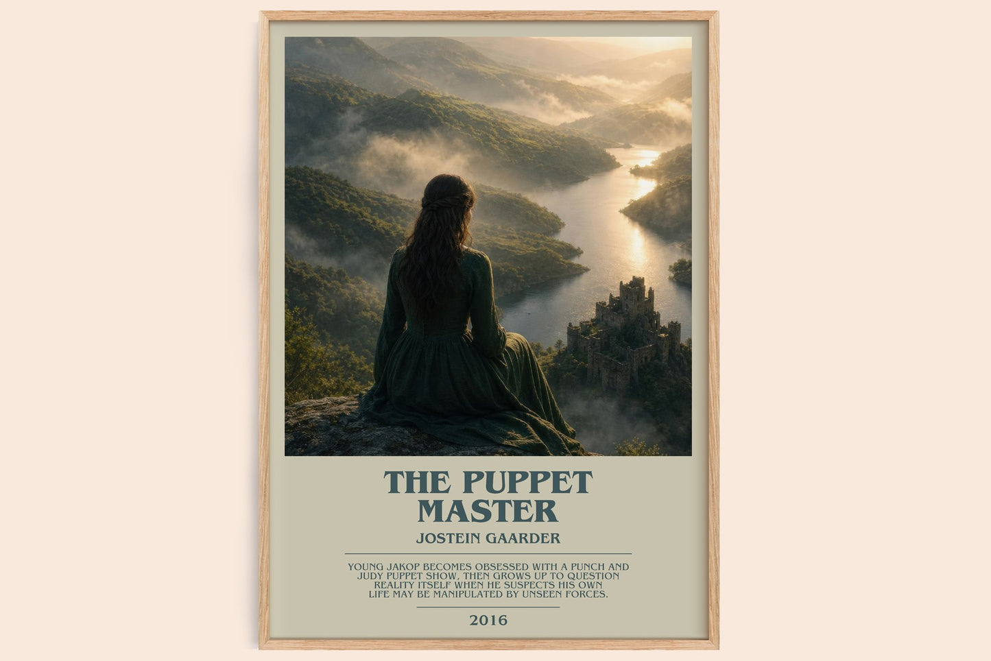 The Puppet Master bookish book poster by Jostein Gaarder – framed literary art print