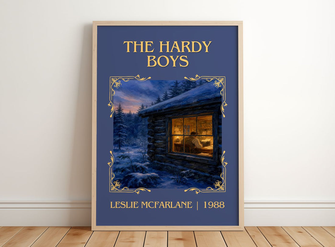 The Hardy boys Classic Book Art Print by Leslie McFarlane – framed print leaning on a wooden floor