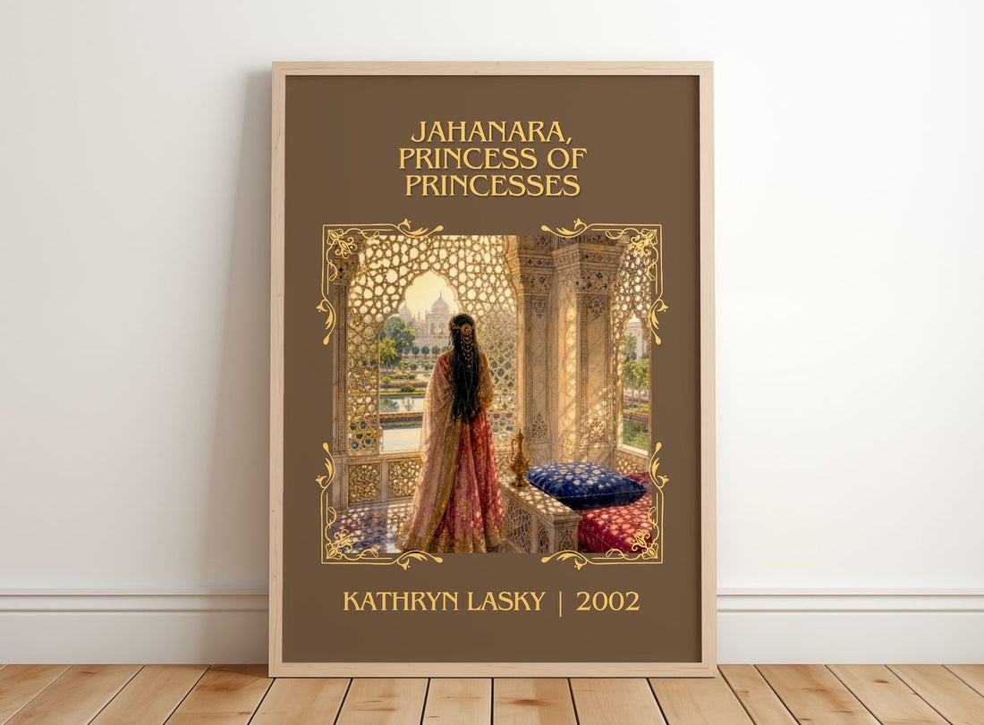 Jahanara, Princess of Princesses Classic Book Art Print by K. Lasky – framed print leaning on a wooden floor