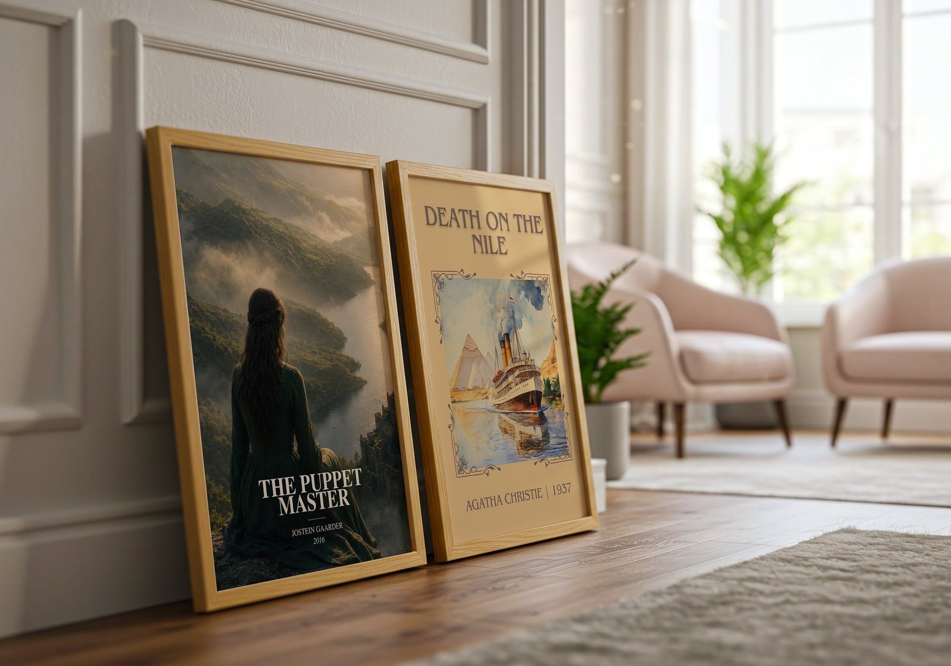 The Puppet Master watercolour print framed by window – literary home decor