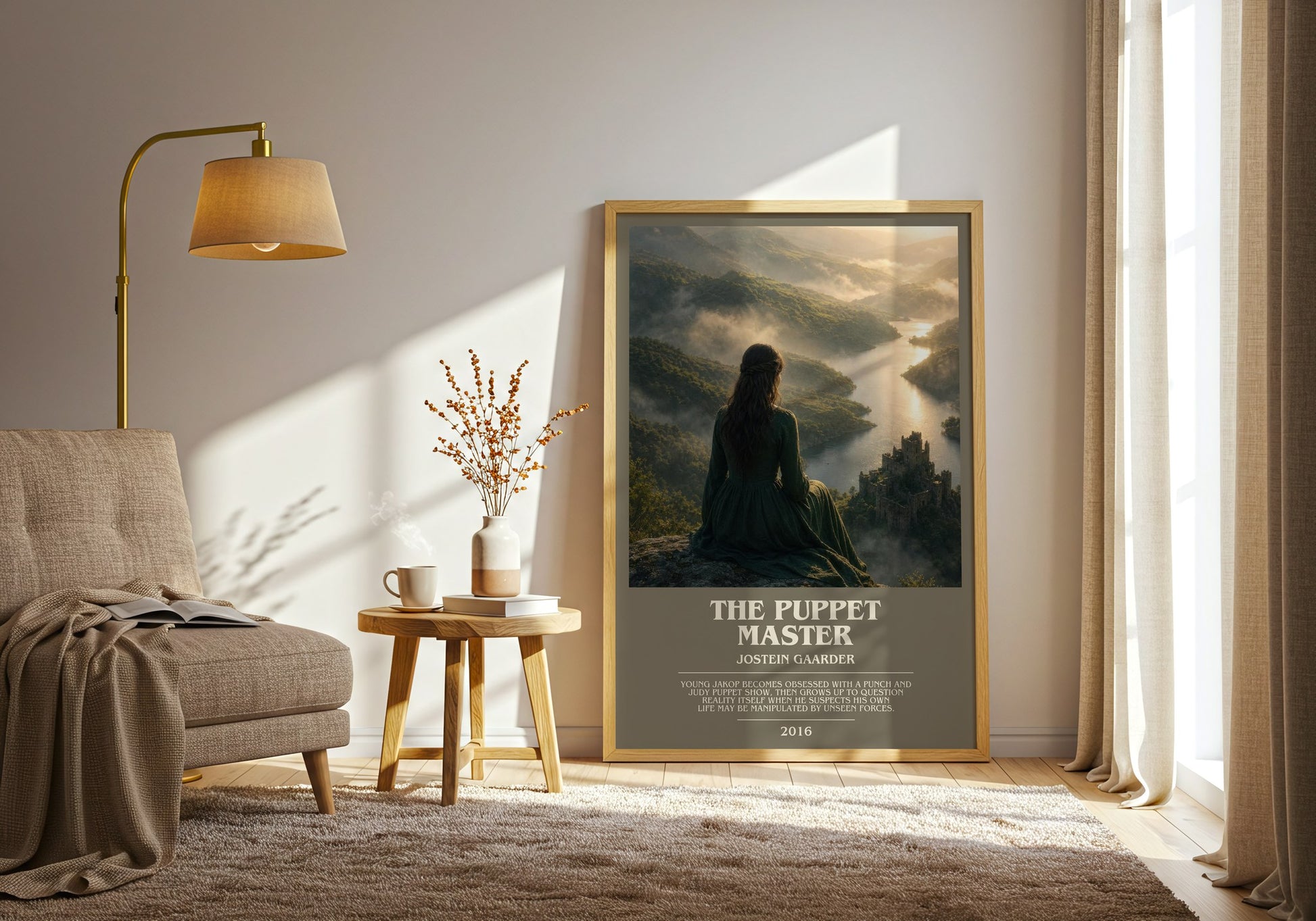 The Puppet Master bookish print on bookshelf – Jostein Gaarder fan gift