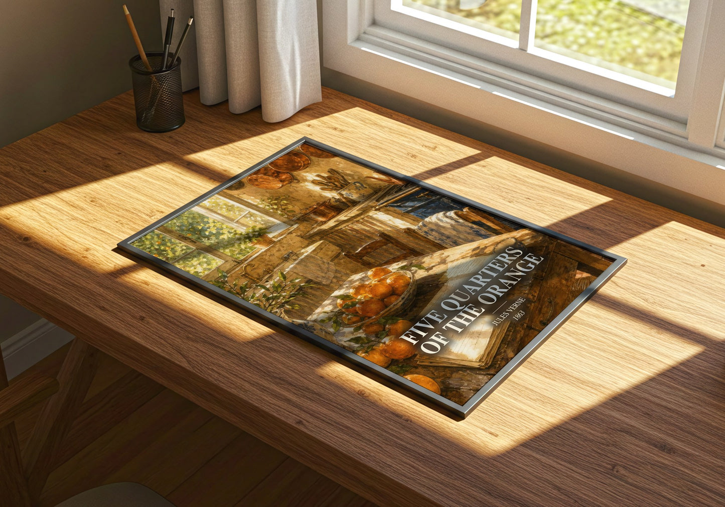 Five Quarters Of The Orange watercolour book poster framed on wall – philosophy wall art
