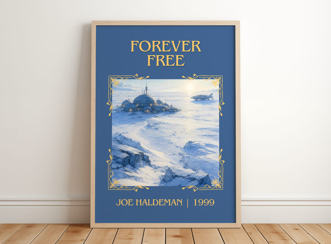 Forever free Classic Book Art Print by Joe Haldeman – framed print leaning on a wooden floor
