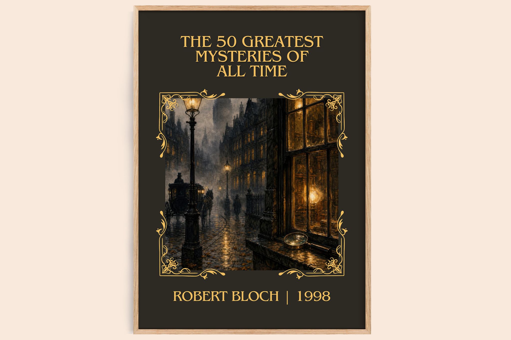 50 Greatest Mysteries of All Time Classic Book Art Print by R. Bloch