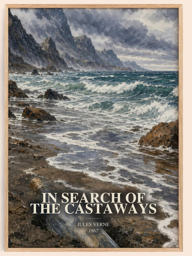 In Search Of The Castaways Book Watercolour Illustration by J. Verne