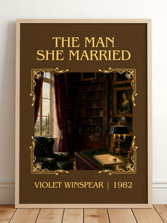 The Man She Married Classic Book Art Print by Violet Winspear – framed print leaning on a wooden floor