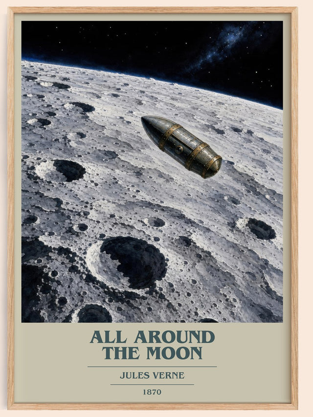All Around The Moon Book Cover Poster by Jules Verne