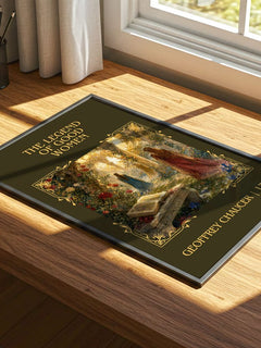 The legend of good women Classic Book Art Print by Geoffrey Chaucer – print on a sunlit desk