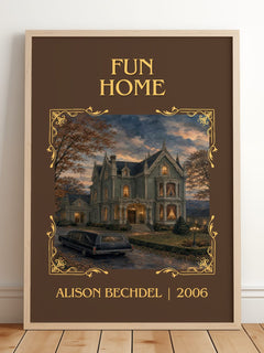 Fun Home Classic Book Art Print by Alison Bechdel – framed print leaning on a wooden floor