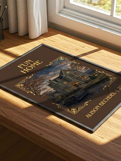 Fun Home Classic Book Art Print by Alison Bechdel – print on a sunlit desk