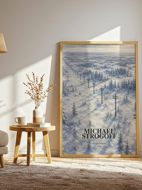 Michael Strogoff watercolour print in frame leaning in hallway – adventure wall art