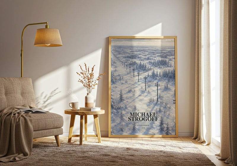 Michael Strogoff watercolour print in frame leaning in hallway – adventure wall art