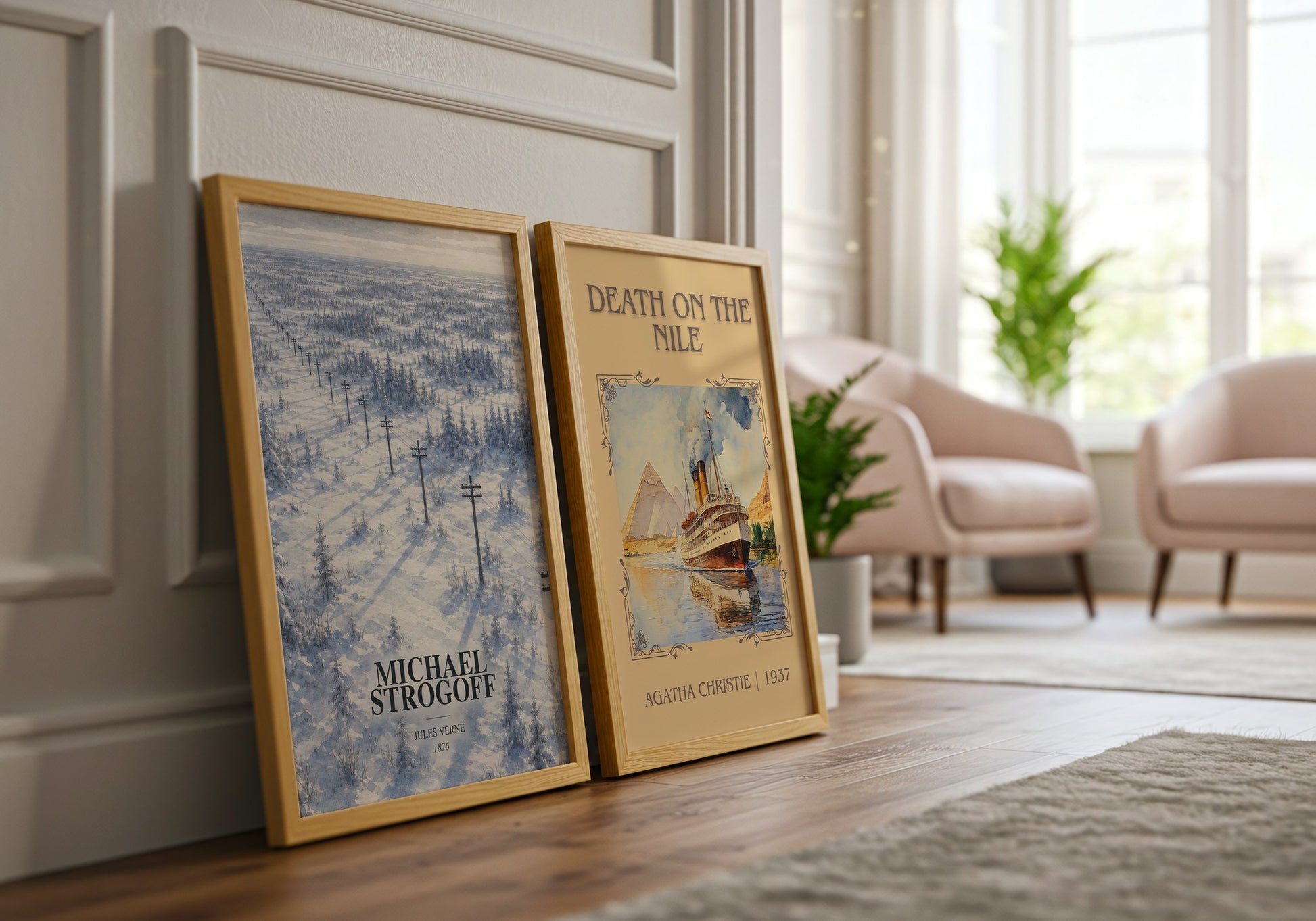 Michael Strogoff watercolour print framed by window – literary home decor