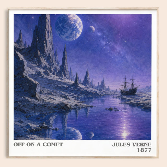 Off On A Comet Literary Art Print by Jules Verne