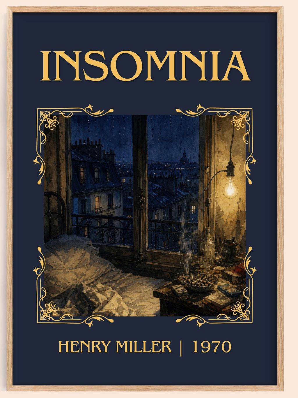 Insomnia Classic Book Art Print by Henry Miller – book poster