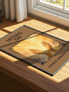 Letting go Classic Book Art Print by David R. Hawkins – print on a sunlit desk