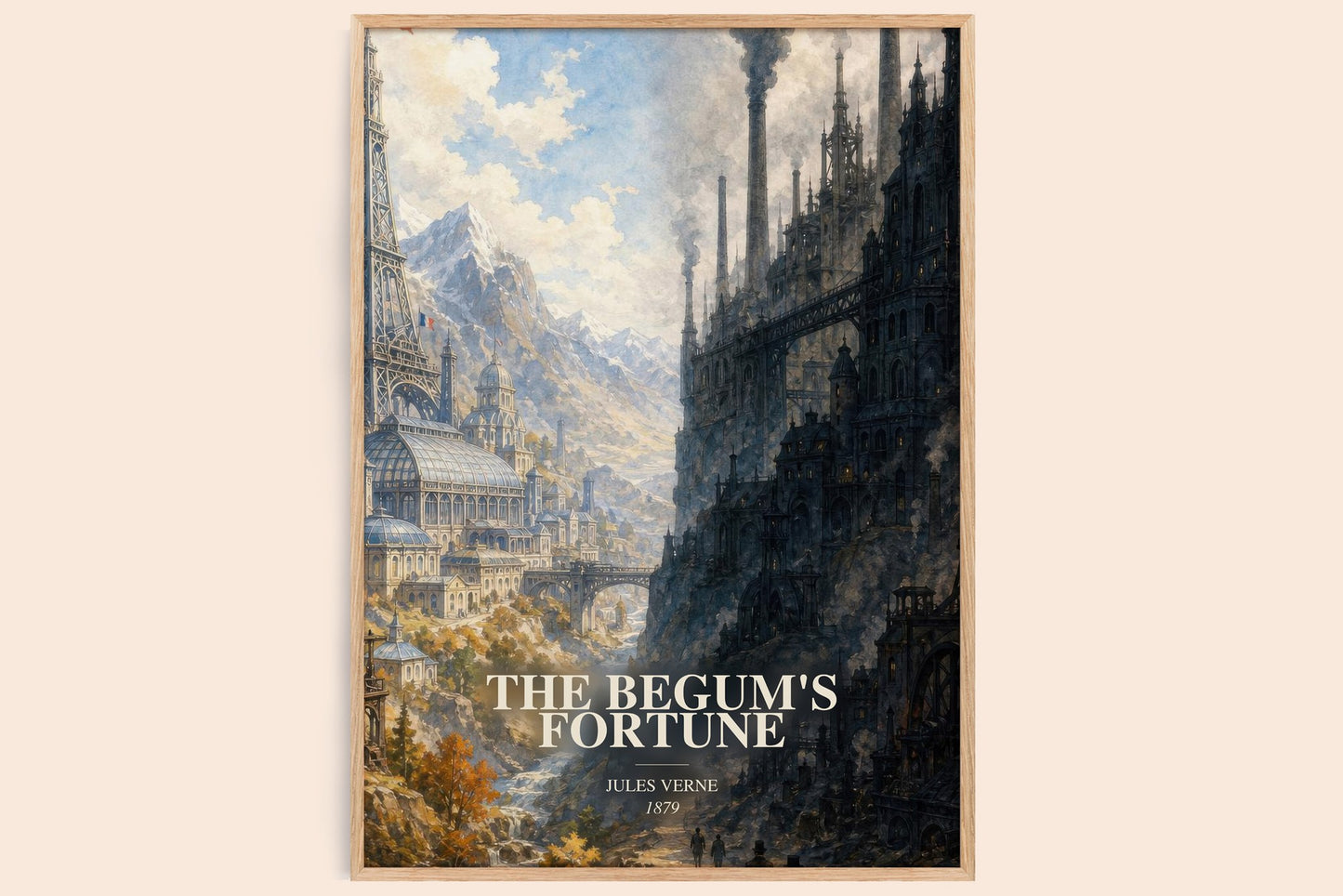 The Begum'S Fortune watercolour book poster by Jules Verne – framed literary art print