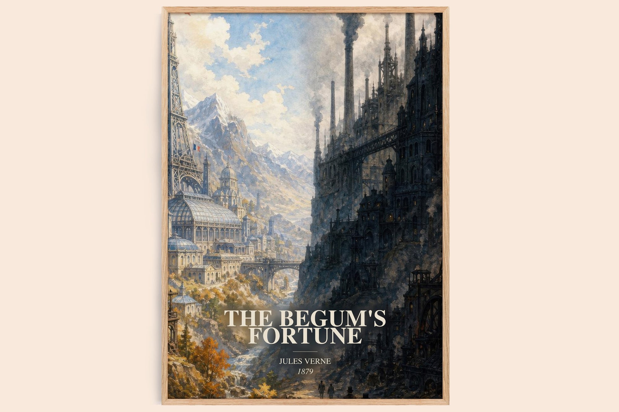 The Begum'S Fortune watercolour book poster by Jules Verne – framed literary art print