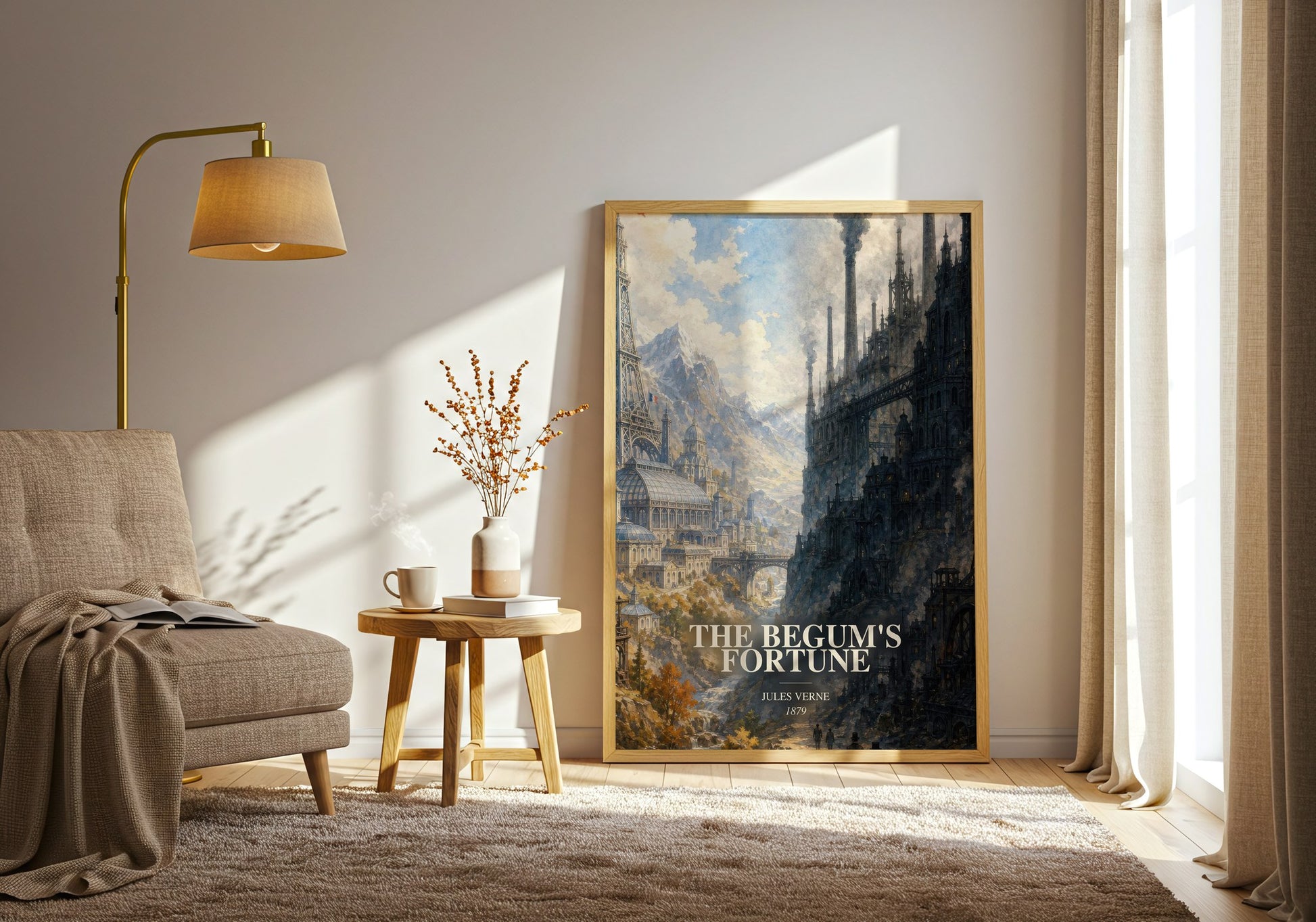 The Begum'S Fortune watercolour print in frame leaning in hallway – sci fi wall art