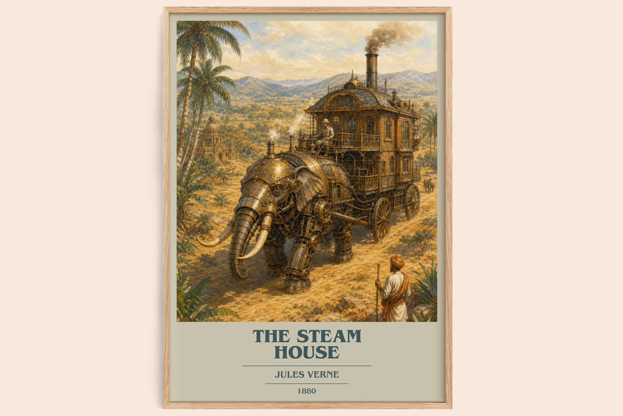 The Steam House Book Cover Poster by Jules Verne