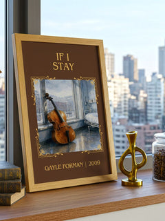 If I Stay Classic Book Art Print by Gayle Forman – framed print on a city-view windowsill