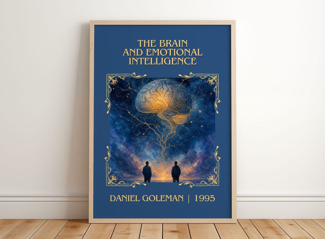 brain and emotional intelligence Classic Book Art Print by D. Goleman – framed print leaning on a wooden floor