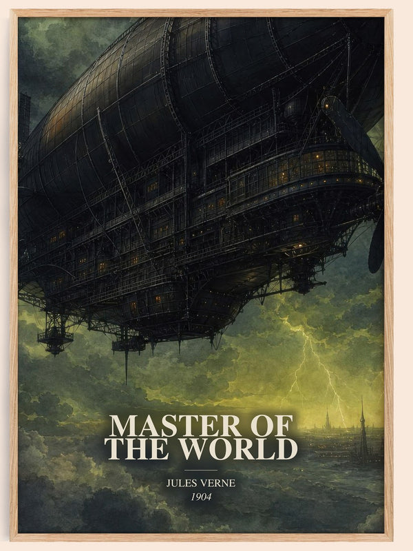 Master Of The World watercolour book poster by Jules Verne – framed literary art print