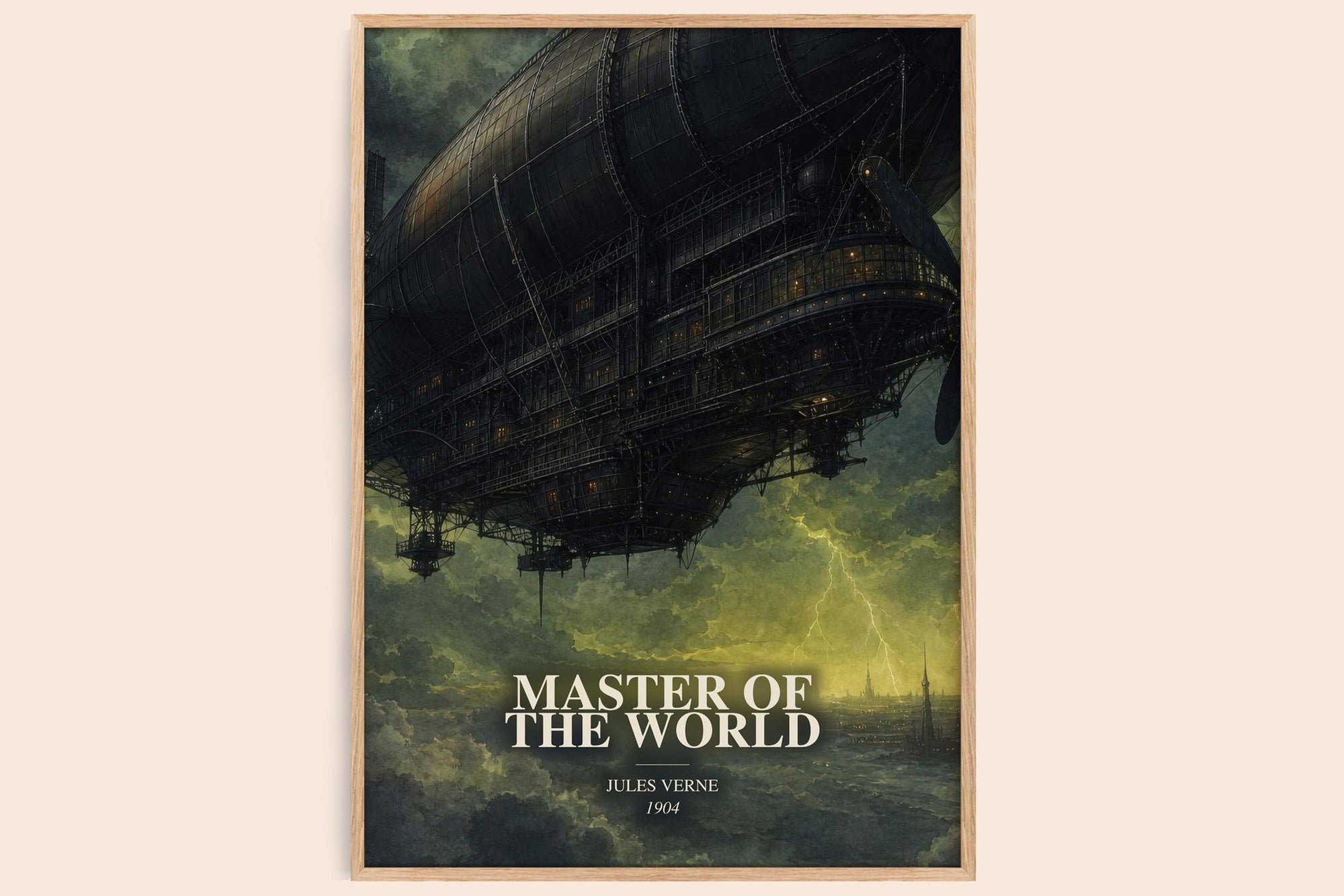 Master Of The World watercolour book poster by Jules Verne – framed literary art print