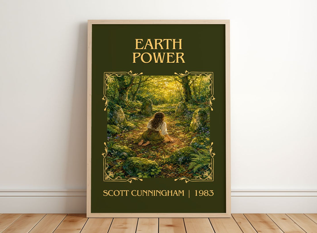 Earth power Classic Book Art Print by Scott Cunningham – framed print leaning on a wooden floor