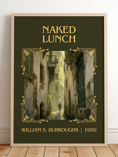 Naked Lunch Classic Book Art Print by William S. Burroughs – framed print leaning on a wooden floor