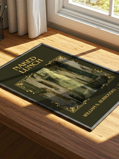 Naked Lunch Classic Book Art Print by William S. Burroughs – print on a sunlit desk