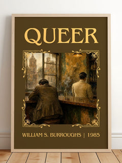 Queer Classic Book Art Print by William S. Burroughs – framed print leaning on a wooden floor