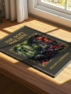 The Soft Machine Classic Book Art Print by William S. Burroughs – print on a sunlit desk