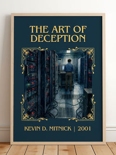 The Art of Deception Classic Book Art Print by Kevin D. Mitnick – framed print leaning on a wooden floor