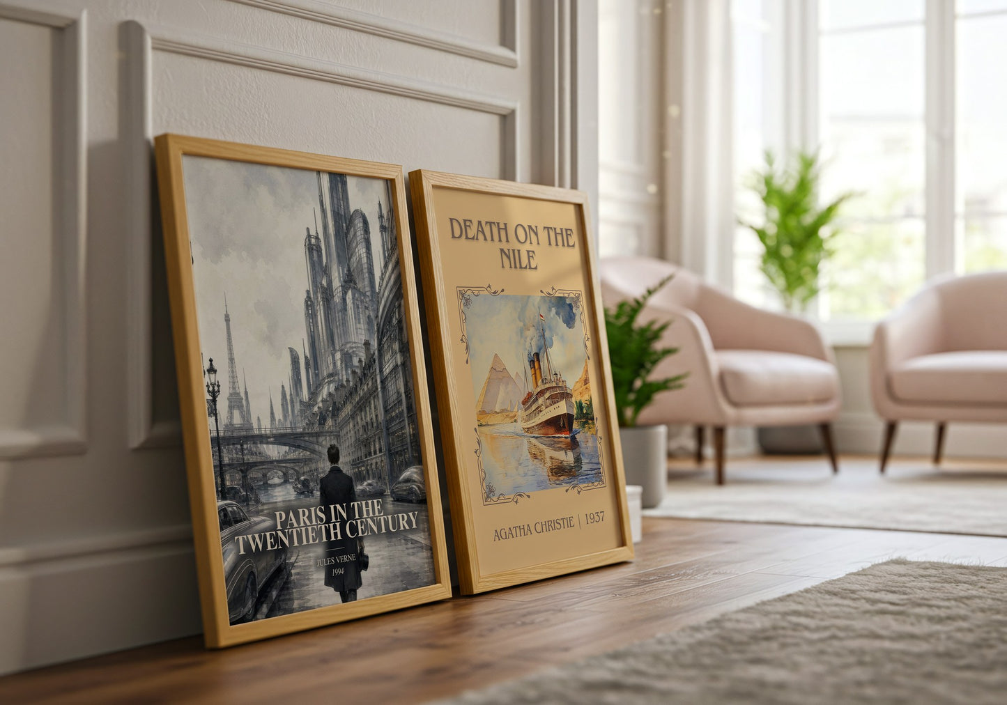 Paris In The Twentieth Century watercolour print framed by window – literary home decor