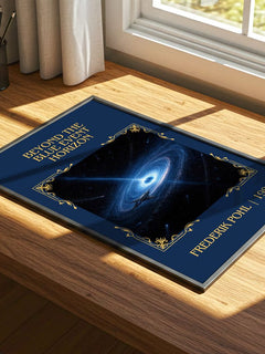 Beyond the Blue Event Horizon Classic Book Art Print by Frederik Pohl – print on a sunlit desk