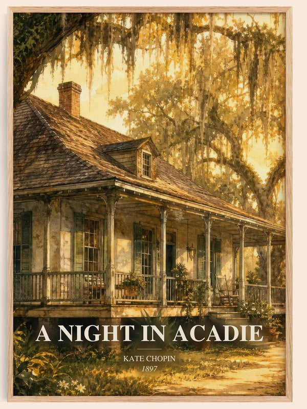 A Night In Acadie watercolour book poster by Kate Chopin – framed literary art print