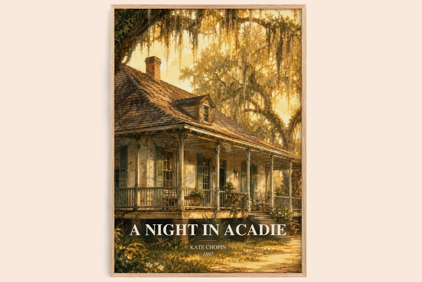 A Night In Acadie watercolour book poster by Kate Chopin – framed literary art print