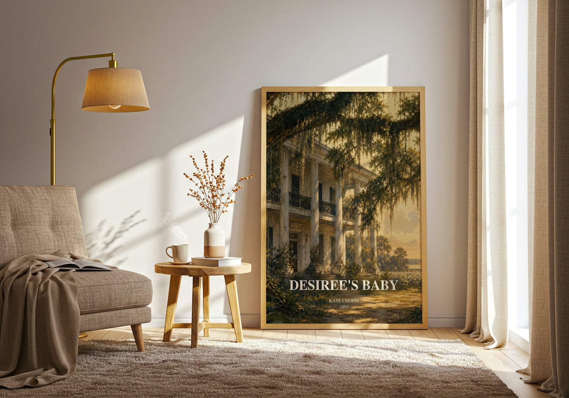 Desiree'S Baby watercolour print in frame leaning in hallway – literary fiction wall art